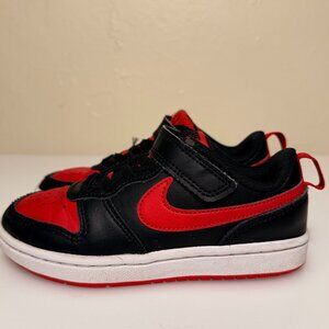 Nike Court Borough Low  - Red Black Velcro Strap Toddler Sneakers – Sz 11.5